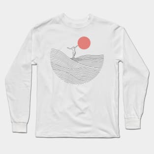 Surfing Lines, Surfer Girl Walking The Board Long Sleeve T-Shirt